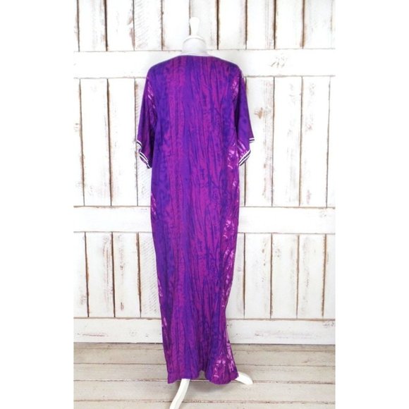 Vintage purple tie dye Dashiki festival caftan maxi dress/ Indian print tribal p - Picture 4 of 4